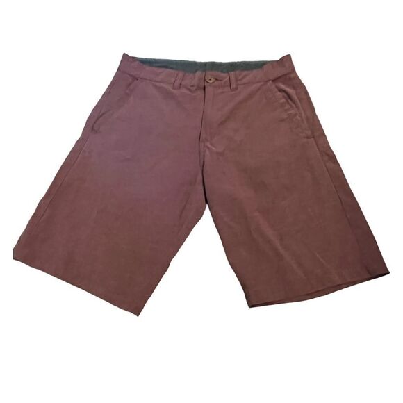 Men's Burnside Burgundy Flat Front Hybrid Shorts - Picture 1 of 9